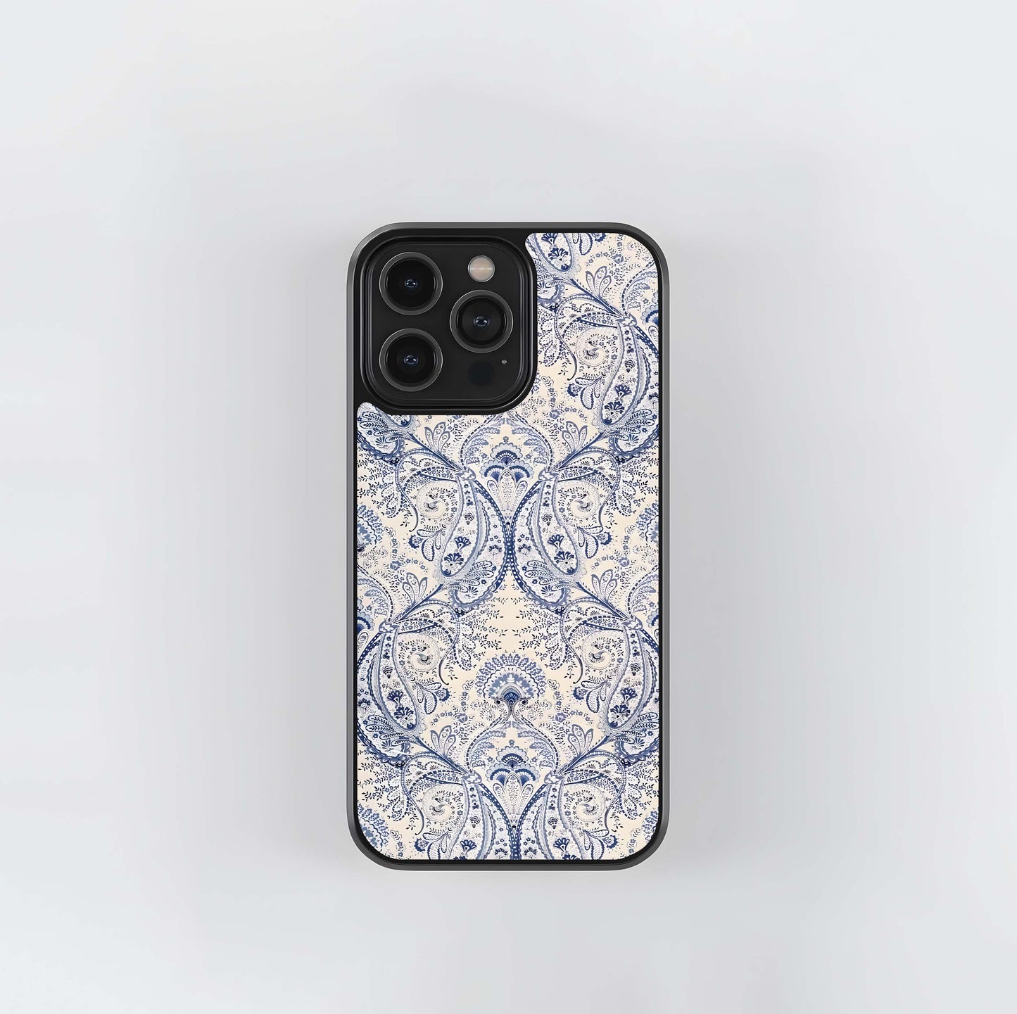 Blue Paisley Bloom Glass Case