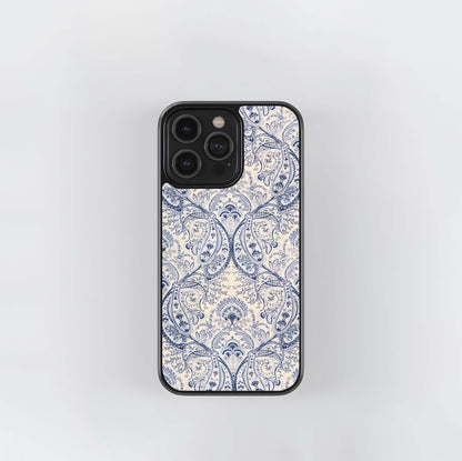 Blue Paisley Bloom Glass Case