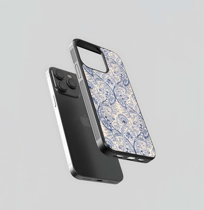 Blue Paisley Bloom Glass Case