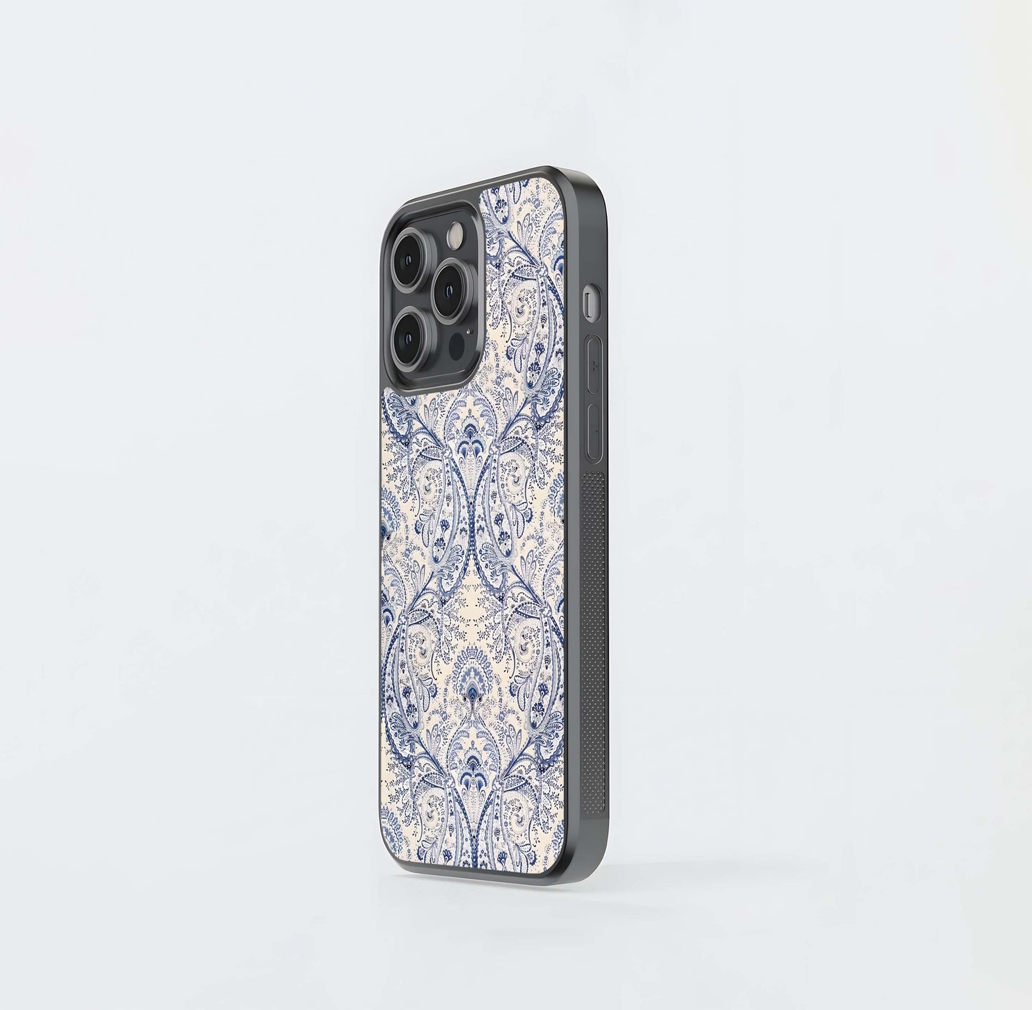 Blue Paisley Bloom Glass Case