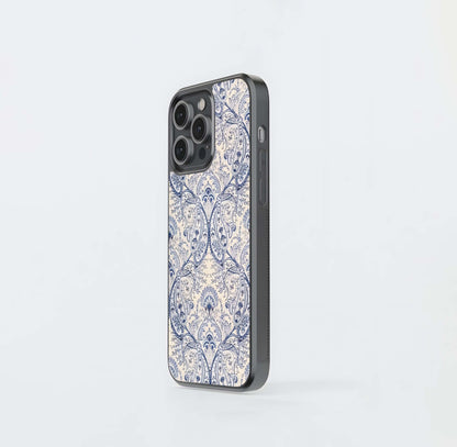 Blue Paisley Bloom Glass Case