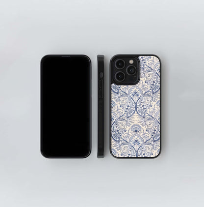 Blue Paisley Bloom Glass Case