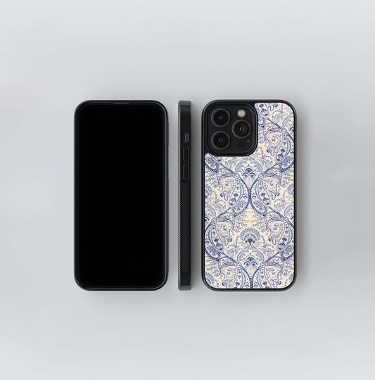 Blue Paisley Bloom Glass Case