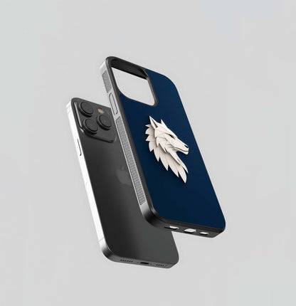 Geometric White Wolf Glass Case