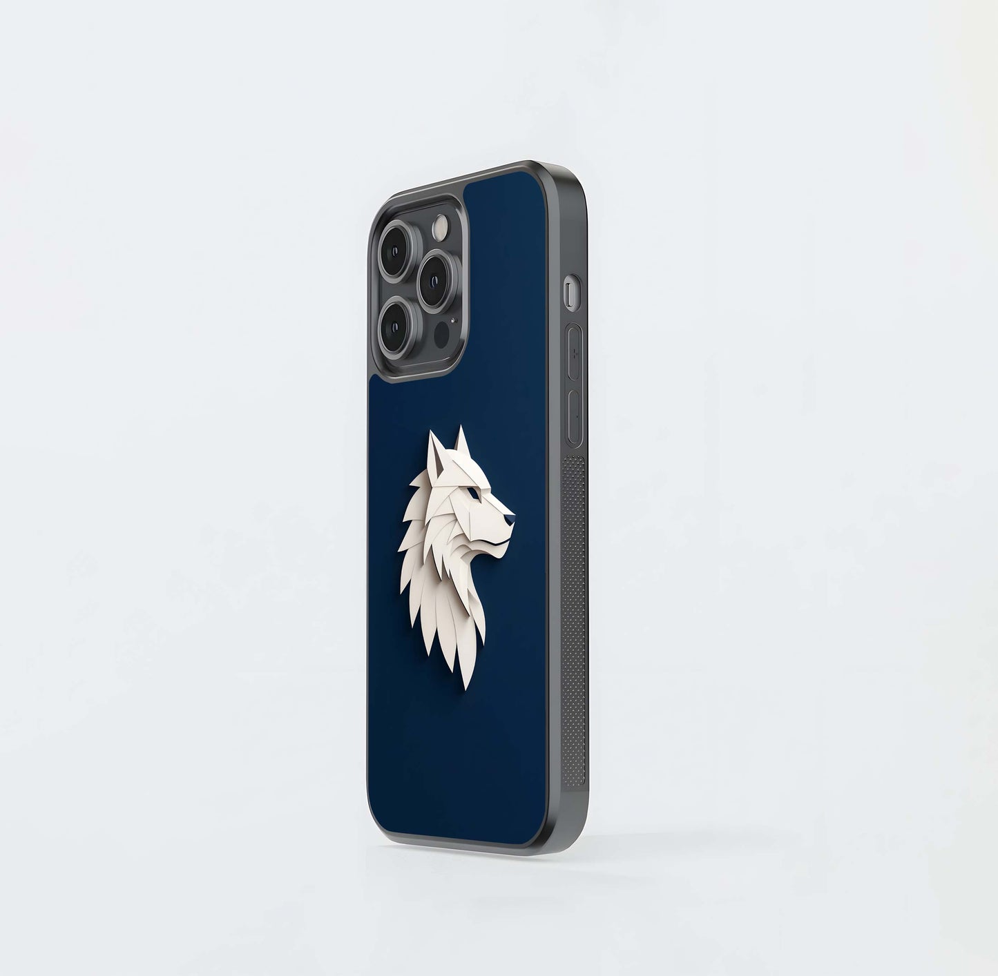 Geometric White Wolf Glass Case