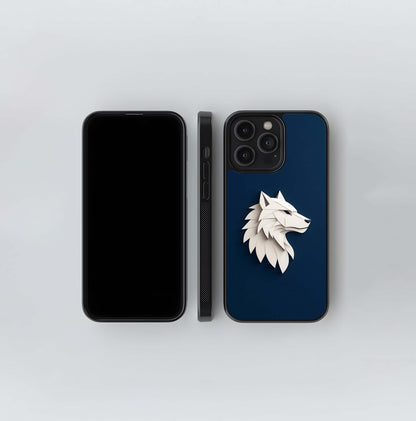 Geometric White Wolf Glass Case