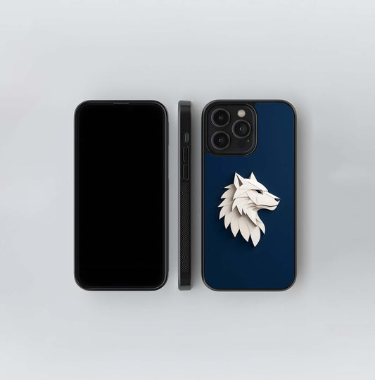 Geometric White Wolf Glass Case