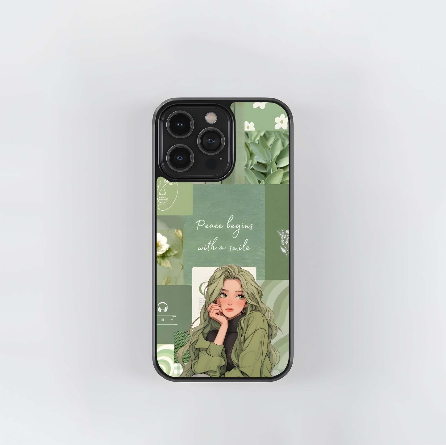 Sage Green Aesthetic Glass Case