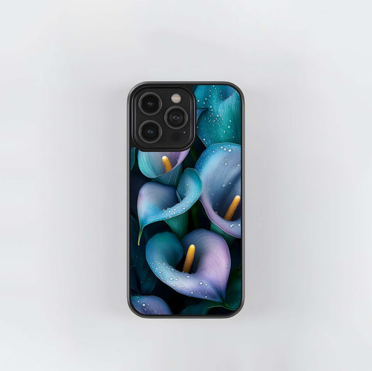 Aqua Calla Lilies Glass Case