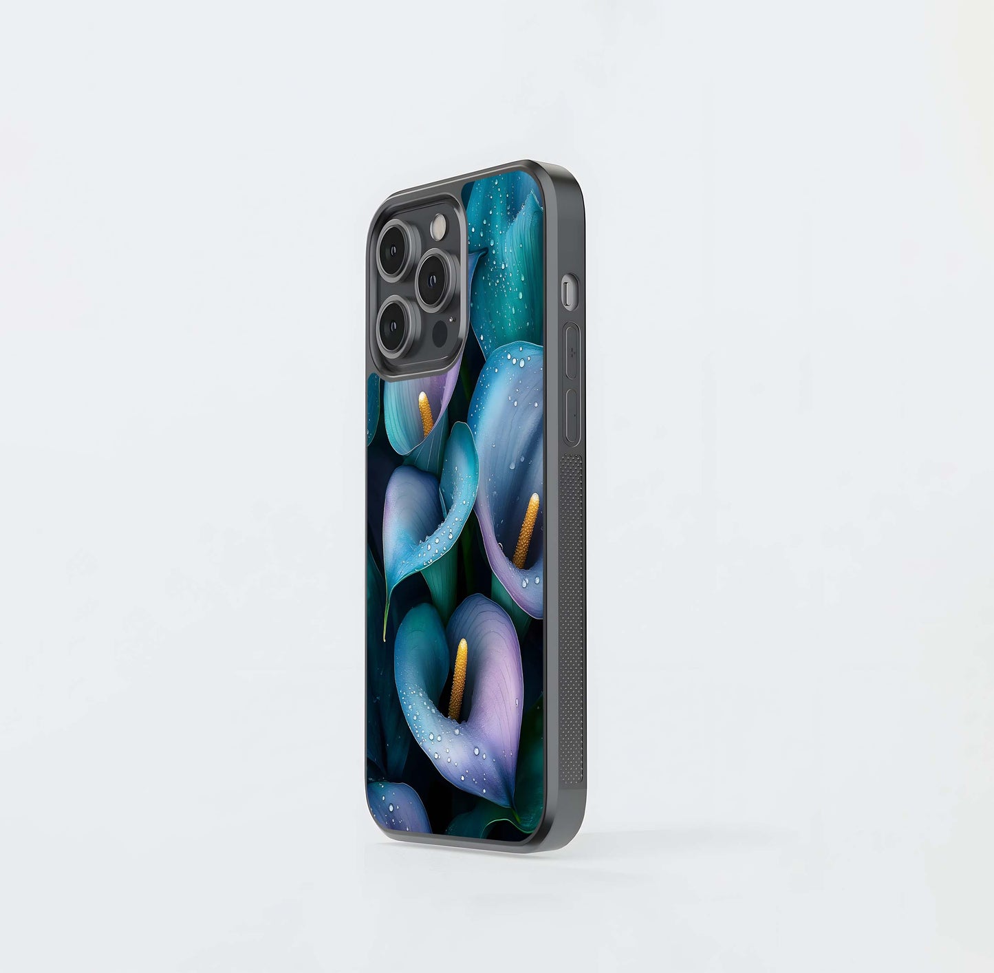 Aqua Calla Lilies Glass Case