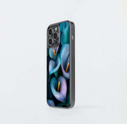 Aqua Calla Lilies Glass Case