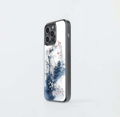 Pagoda, Doves, and Berries Glass Case