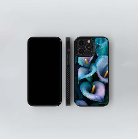 Aqua Calla Lilies Glass Case