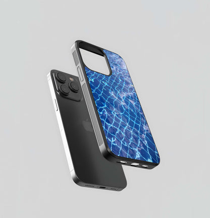 Blue Ripple Grid Glass Case