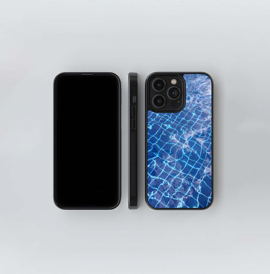 Blue Ripple Grid Glass Case