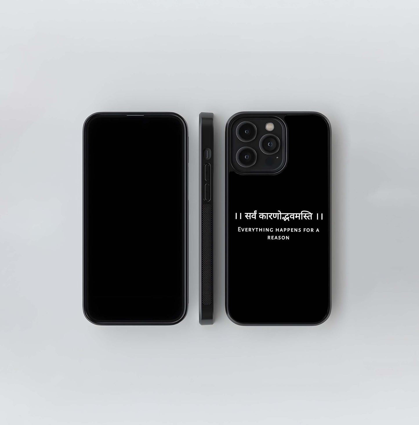 Sanskrit Quote Everything Happens For A Reason Glass Case