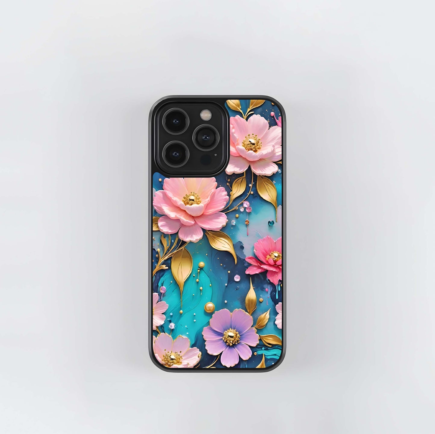 Aqua Dream Floral Jewels Glass Case