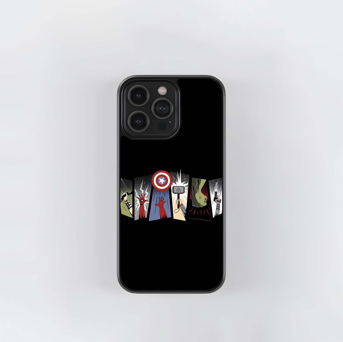 Minimalist Comic Panels Avengers' Powers Glass Case