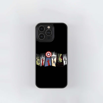 Minimalist Comic Panels Avengers' Powers Glass Case