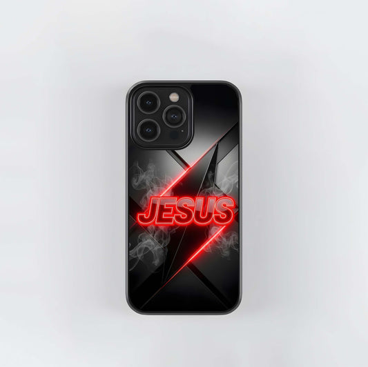 Red Neon Jesus Glass Case