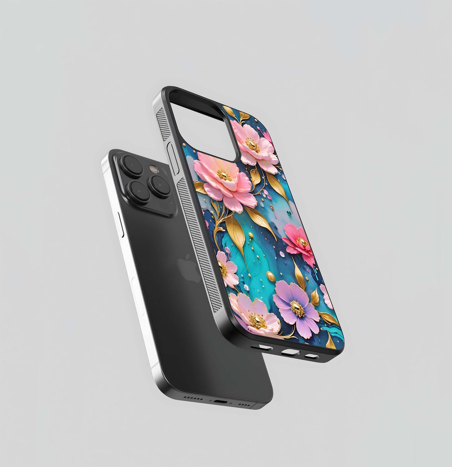 Aqua Dream Floral Jewels Glass Case