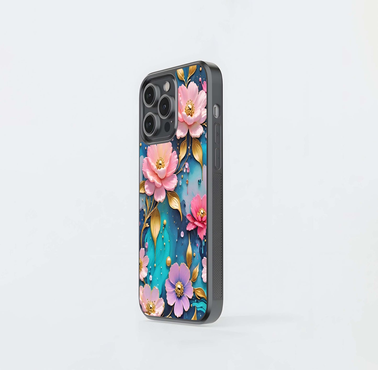 Aqua Dream Floral Jewels Glass Case