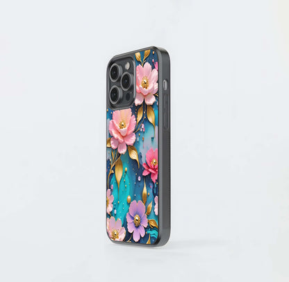 Aqua Dream Floral Jewels Glass Case