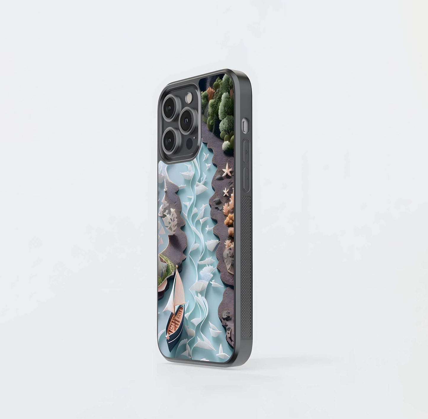 Paper Cutout River Journey Glass Case