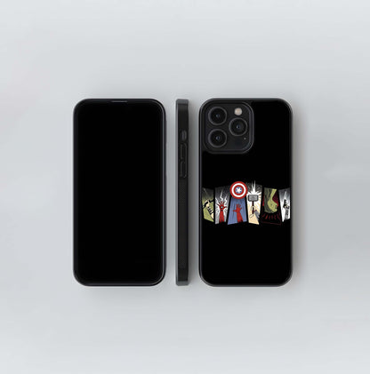 Minimalist Comic Panels Avengers' Powers Glass Case