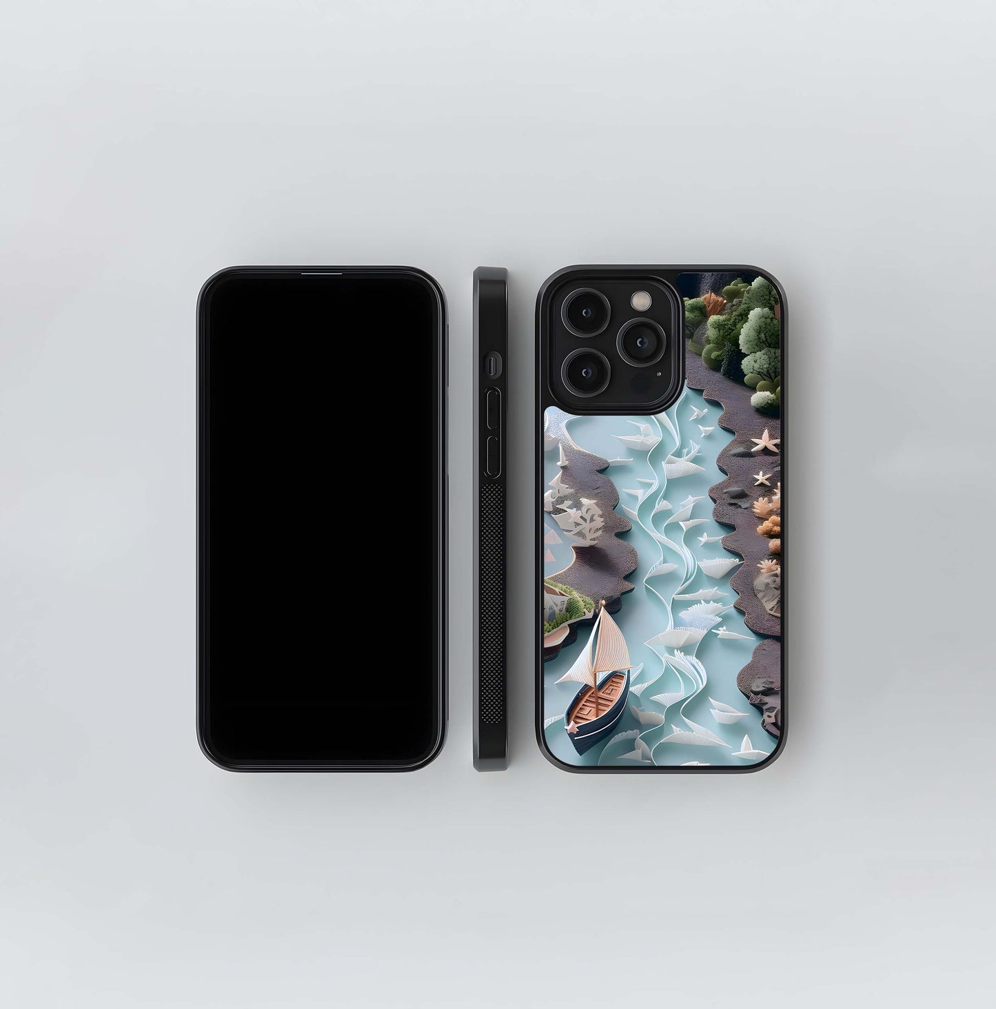 Paper Cutout River Journey Glass Case