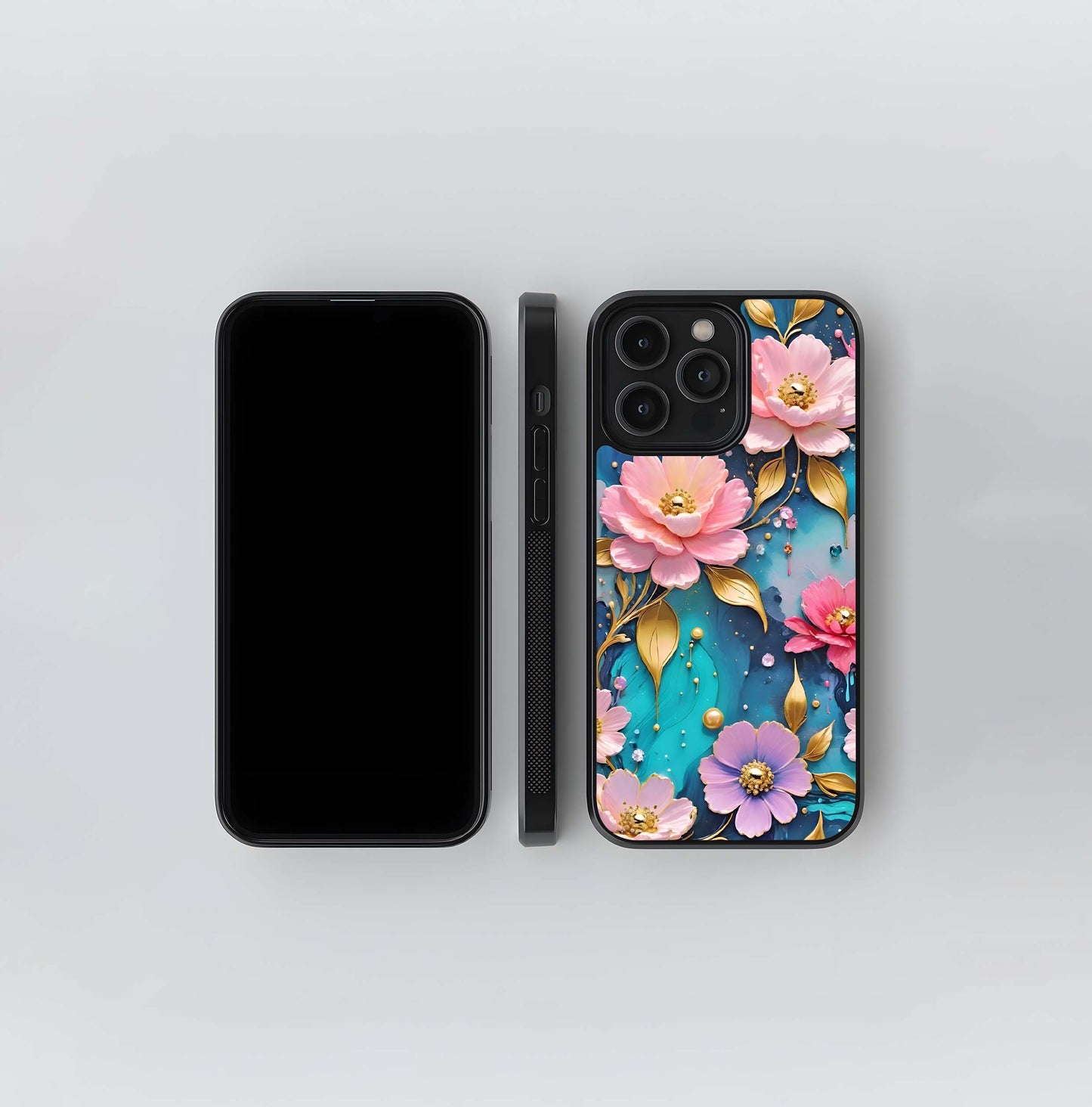 Aqua Dream Floral Jewels Glass Case