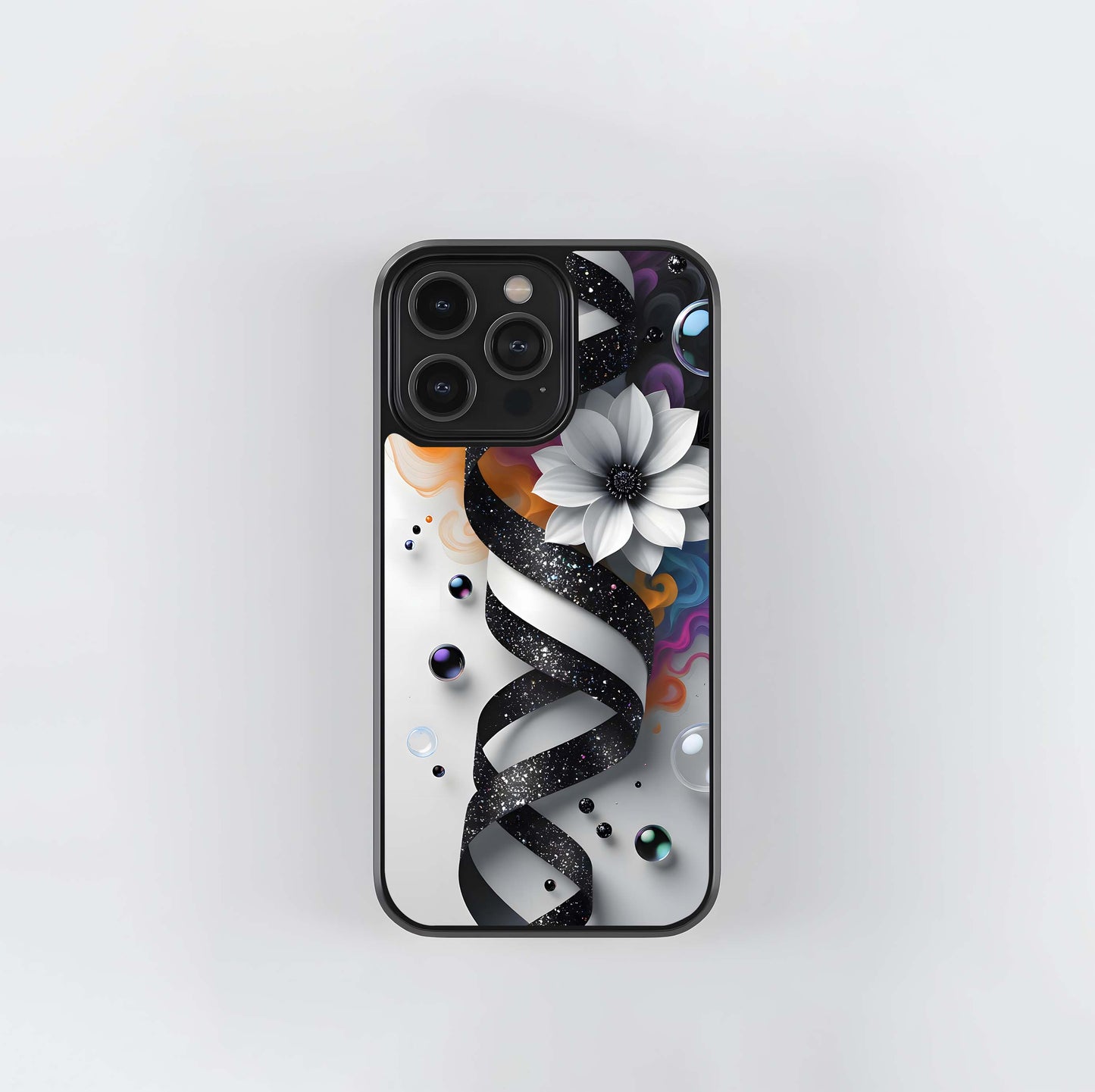 Glitter Swirl DNA Ribbon Glass Case