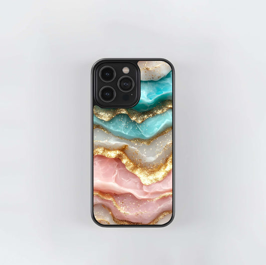 Glittering Agate Marbling Glass Case