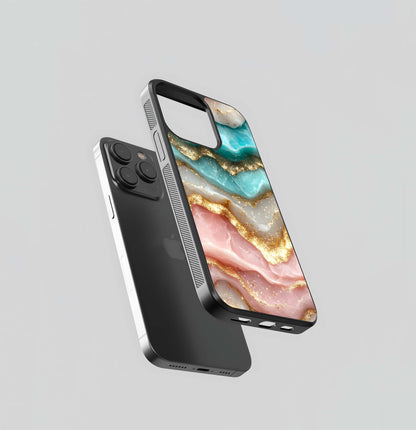 Glittering Agate Marbling Glass Case