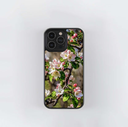 Pink and White Spring Blossoms Glass Case