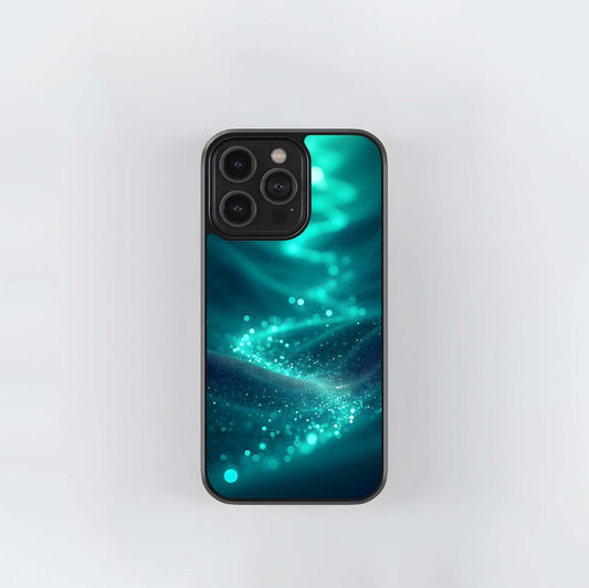 Glittering Aqua Stream Glass Case