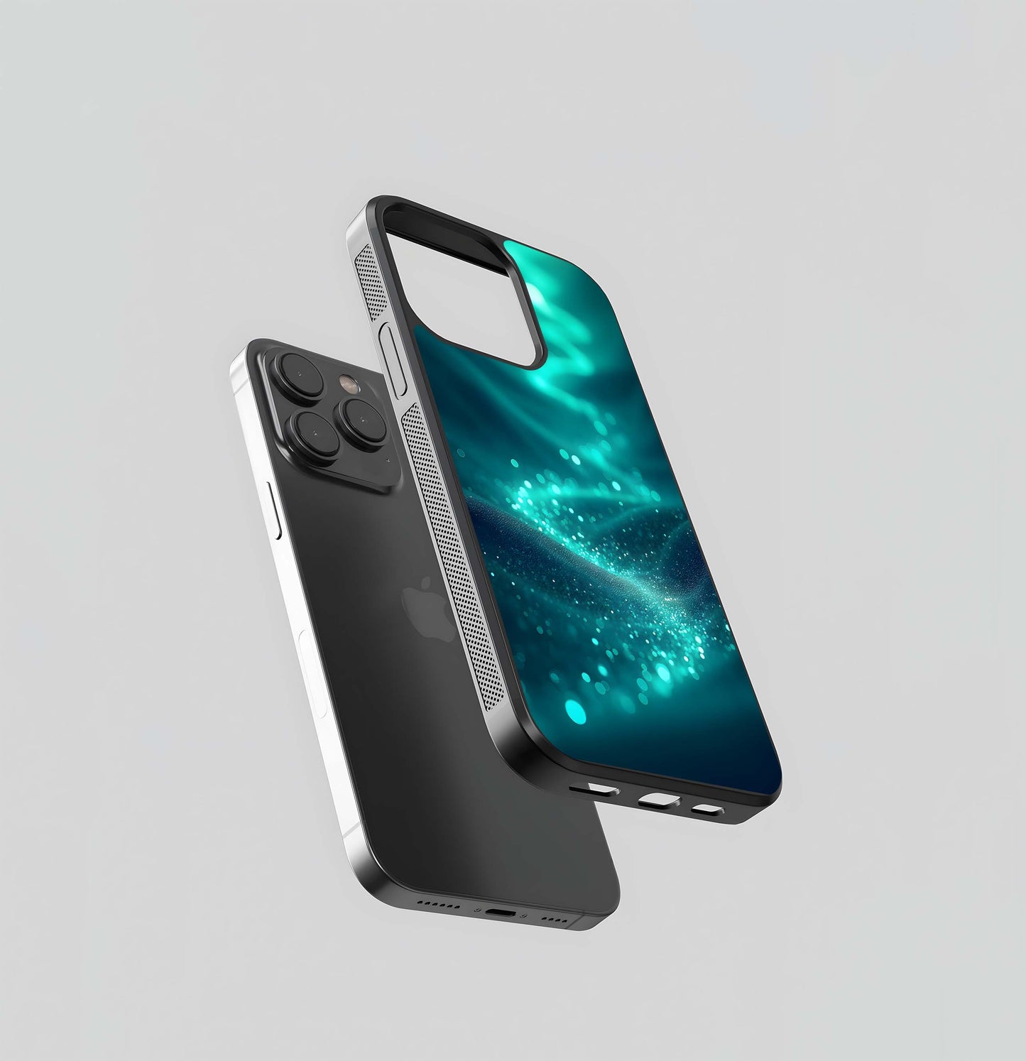 Glittering Aqua Stream Glass Case