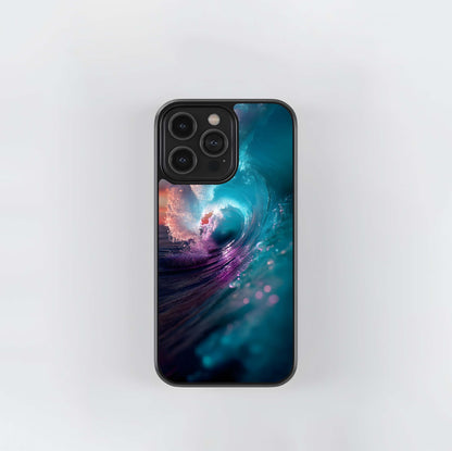 Glittering Cosmic Wave Glass Case