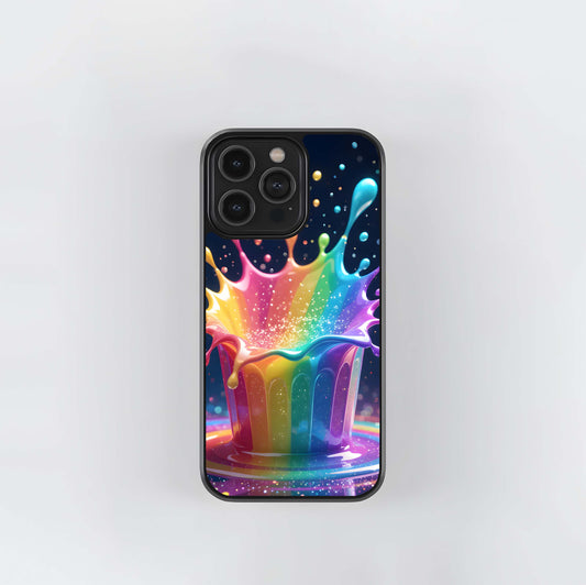Glittering Rainbow Splash Glass Case