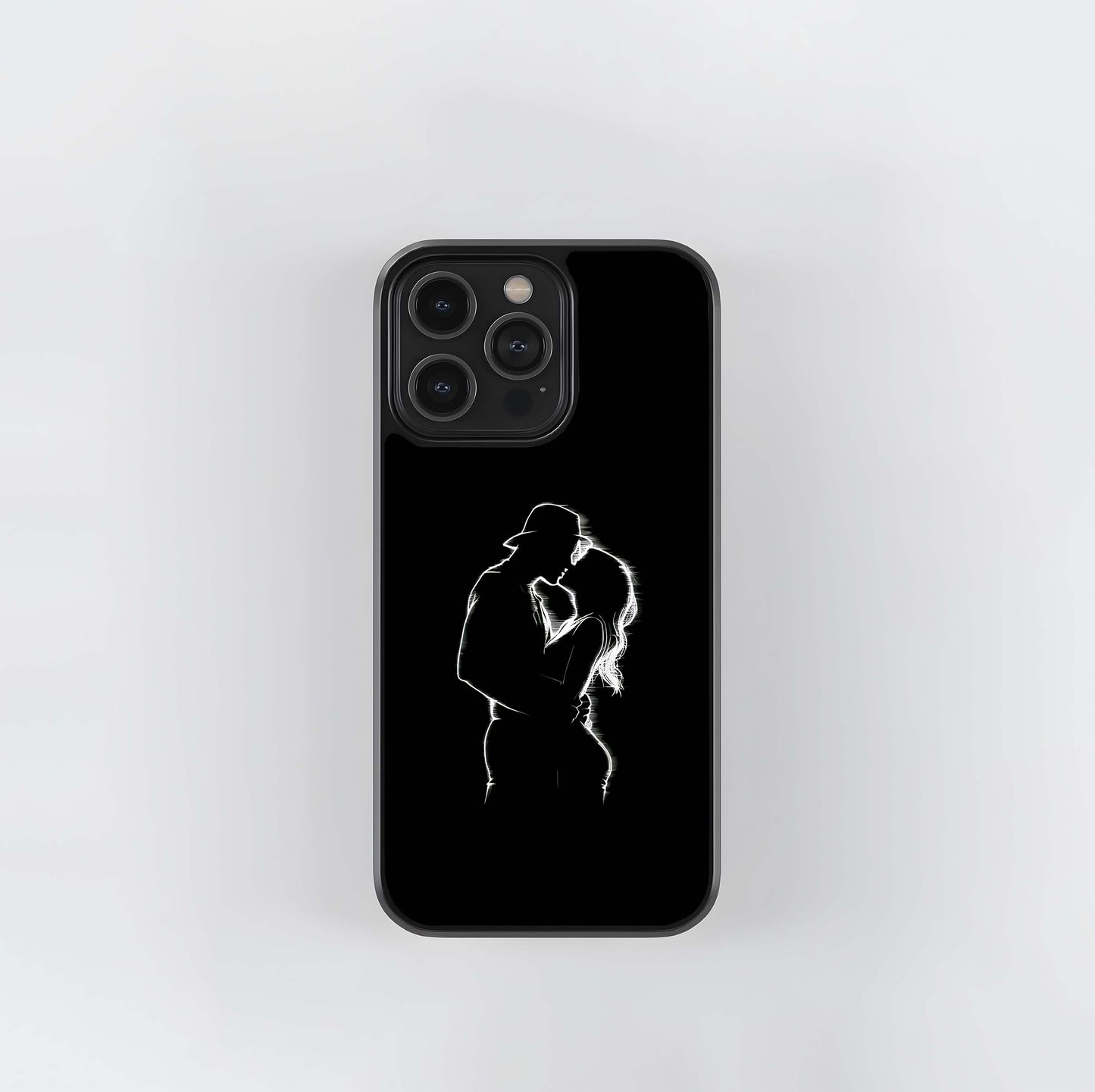 Sketch Silhouette Couple Glass Case