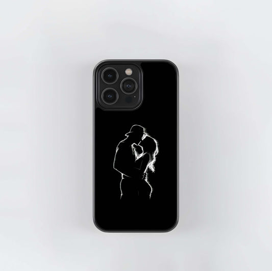 Sketch Silhouette Couple Glass Case