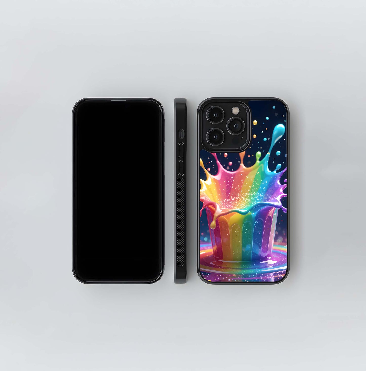 Glittering Rainbow Splash Glass Case