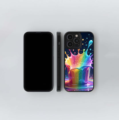 Glittering Rainbow Splash Glass Case