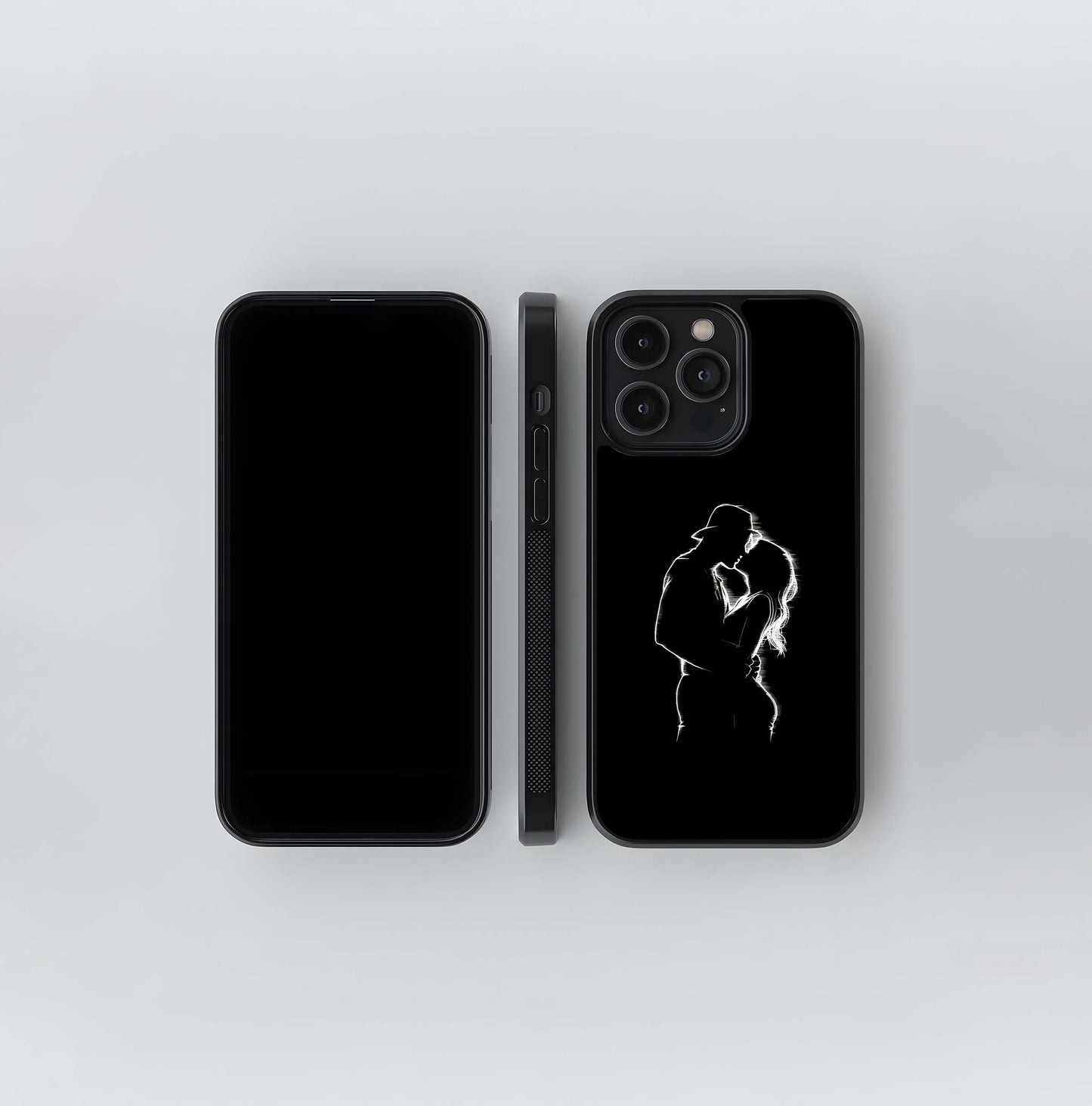 Sketch Silhouette Couple Glass Case