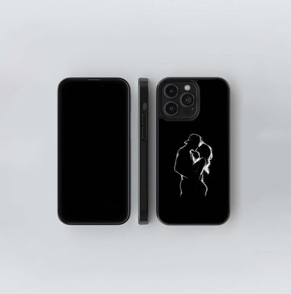 Sketch Silhouette Couple Glass Case