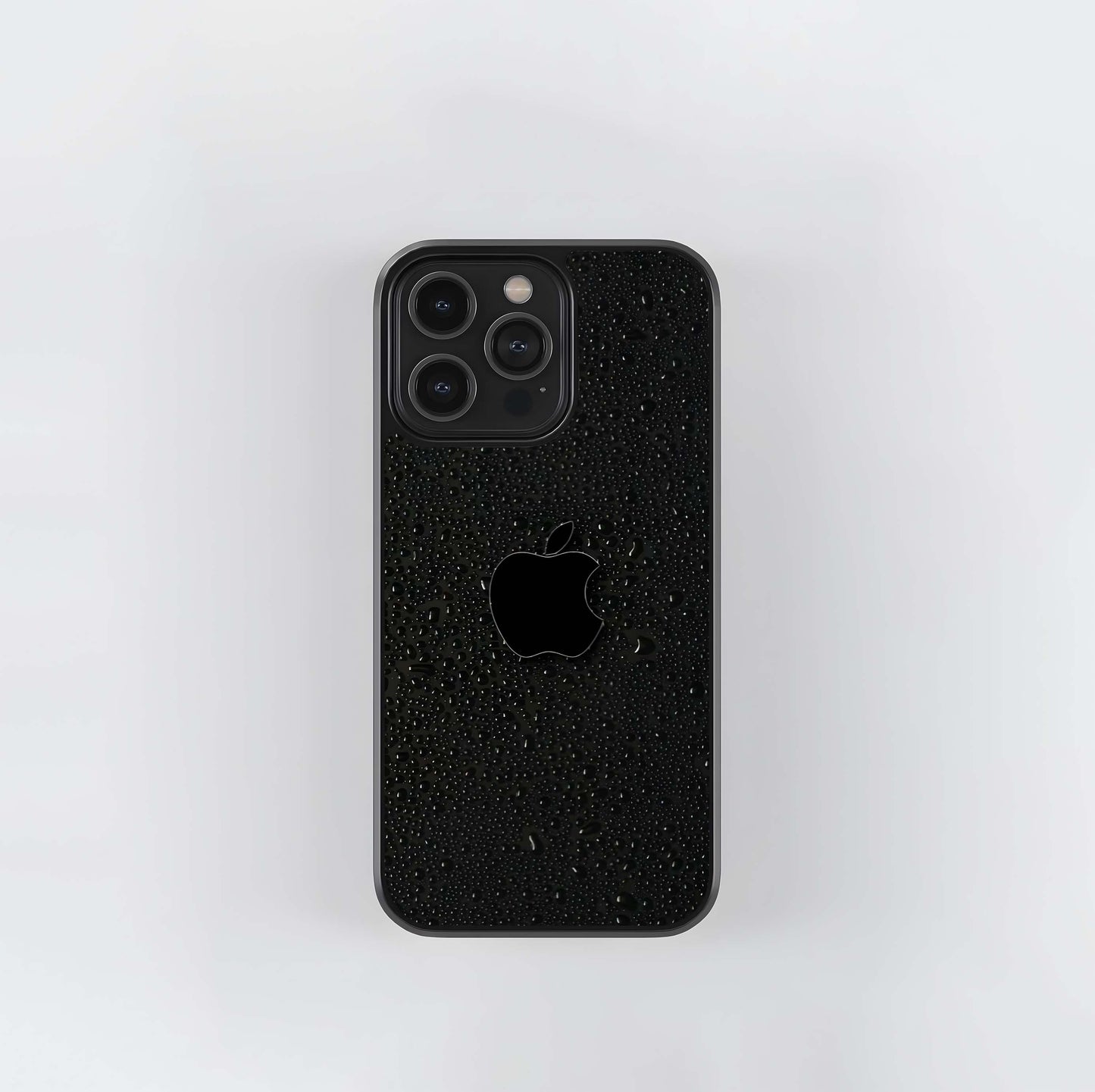 Black Water Droplet Apple Logo Glass Case