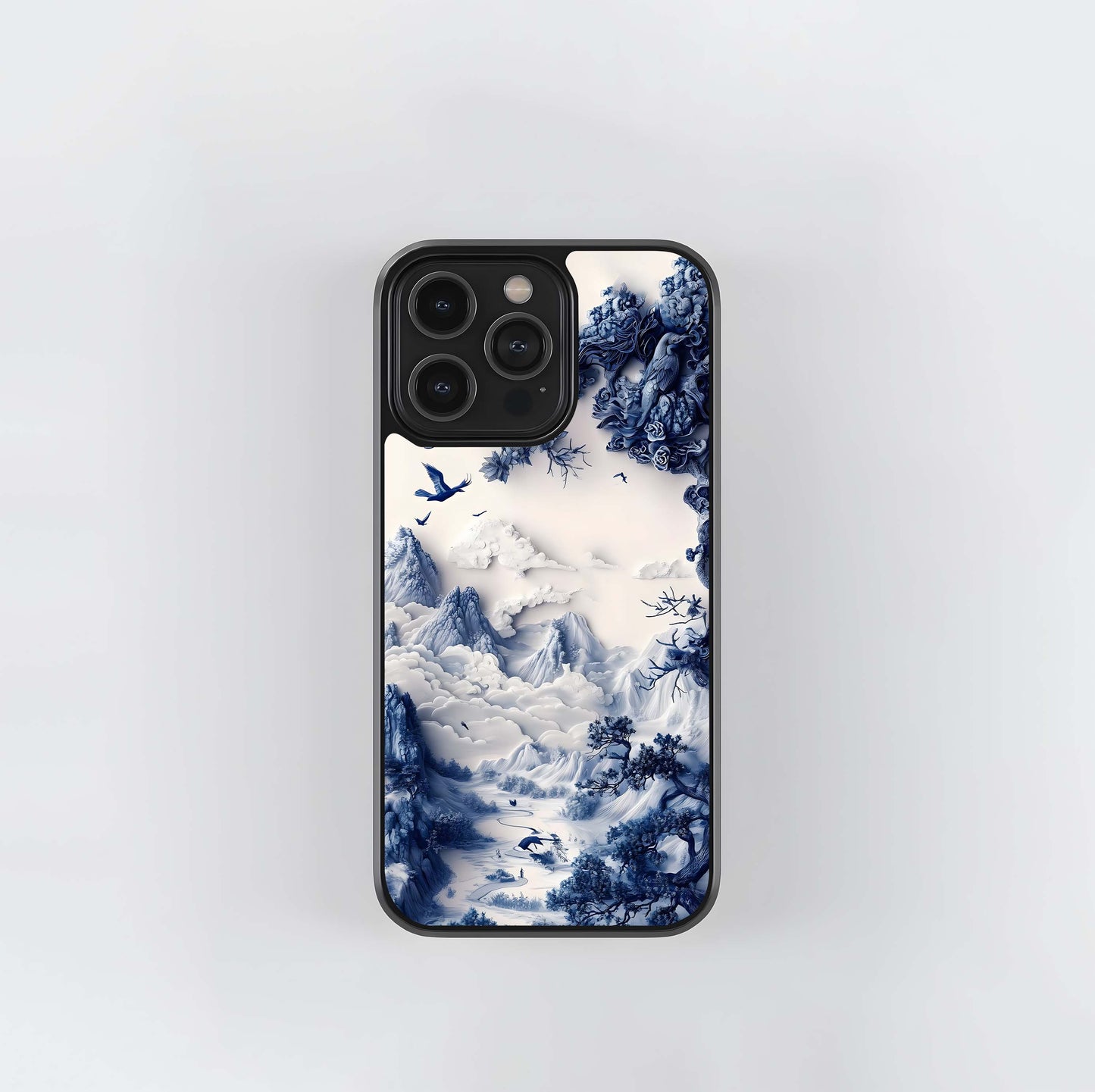 Porcelain Mountainscape Glass Case