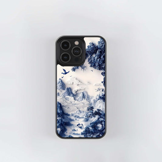 Porcelain Mountainscape Glass Case