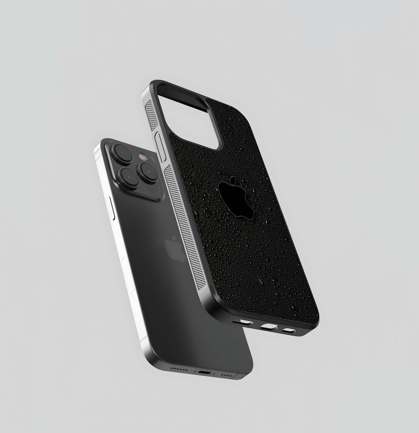 Black Water Droplet Apple Logo Glass Case