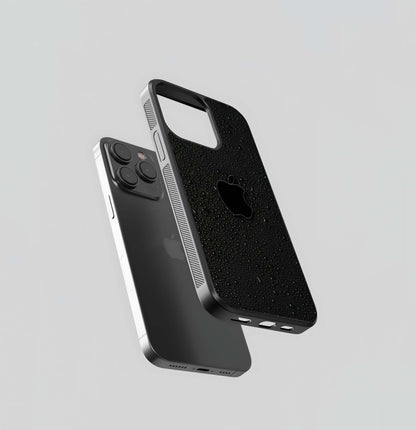 Black Water Droplet Apple Logo Glass Case